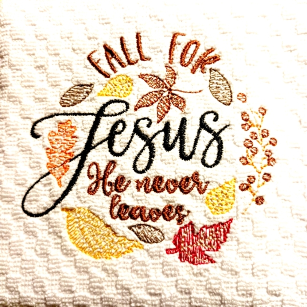 Embroidered Waffle Towel